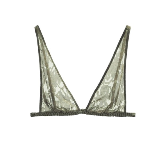 Zara JACQUARD SILK BLEND BRALETTE GREEN. Anthracite Grey. Size S. New with Tags. - Picture 1 of 1